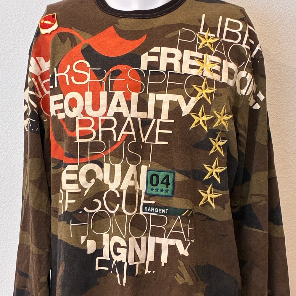 Rare Vintage Express Men's Graphic T-Shirt XL Camo Patches Retro Street Grunge‎ - Picture 4 of 10